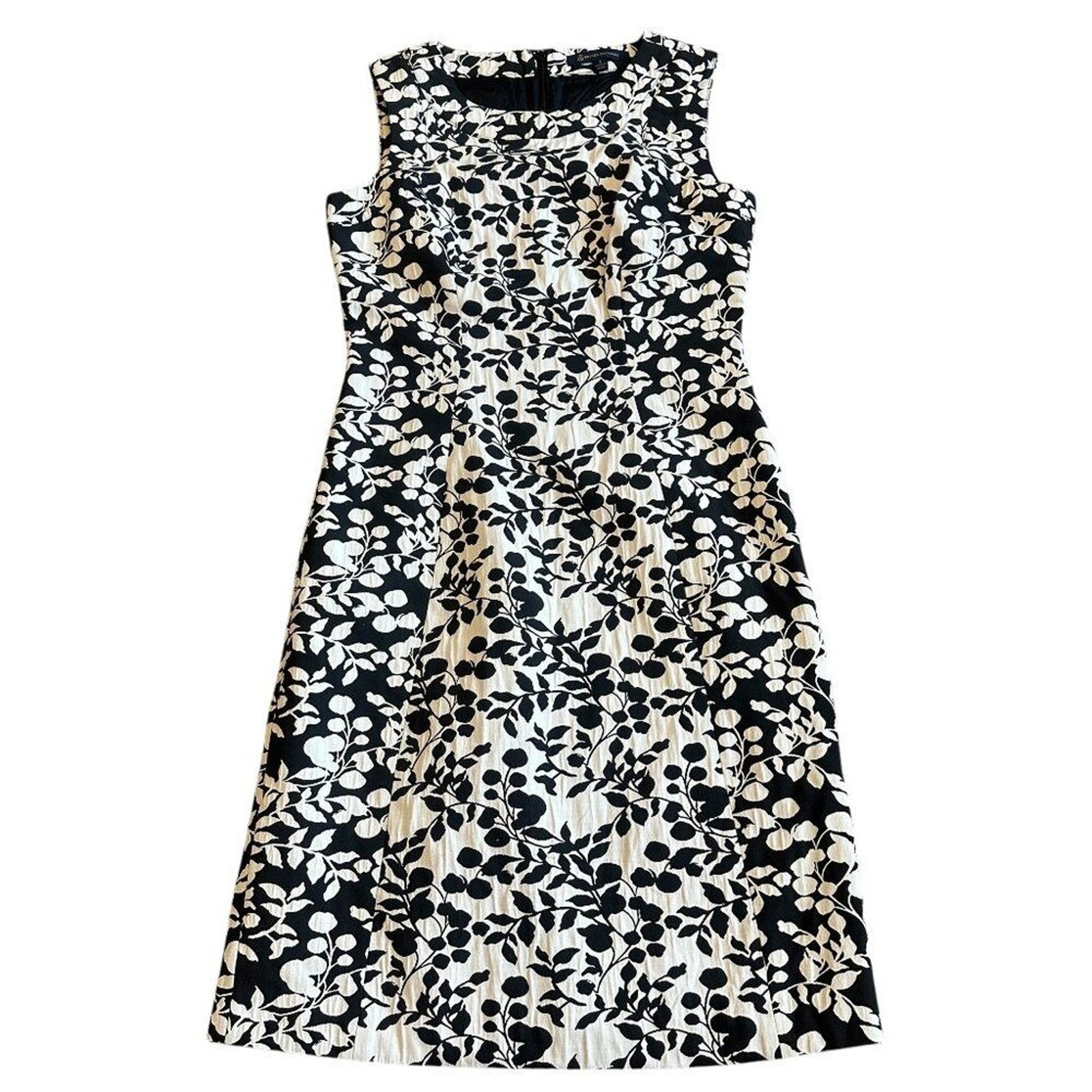 Brooks Brothers Black White Floral Print Dress Sheath Sleeveless Size 2 ... - £56.30 GBP