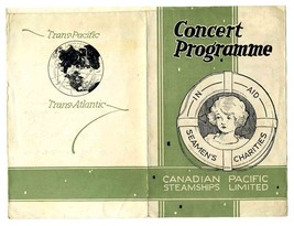 Concert Programme in Aid Seaman&#39;s Charities Canadian Pacific  RMS Montrose 1924 - £18.56 GBP