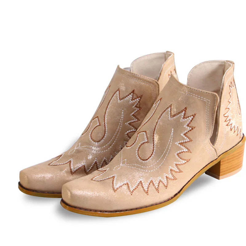 girl Boots For Women 2024 Embroidered  Heels Ankle Boots Western boy Boots Fashi - £105.55 GBP