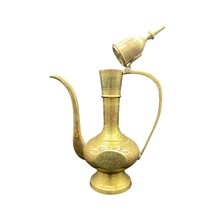 Vintage Etched Brass Tea pot Pitcher Genie Lamp 10&quot; - £18.86 GBP