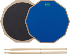 Drum Practice Pad Set and Sticks: Silent Snare Drums Pads Double Sided 12 Inch f - £28.72 GBP