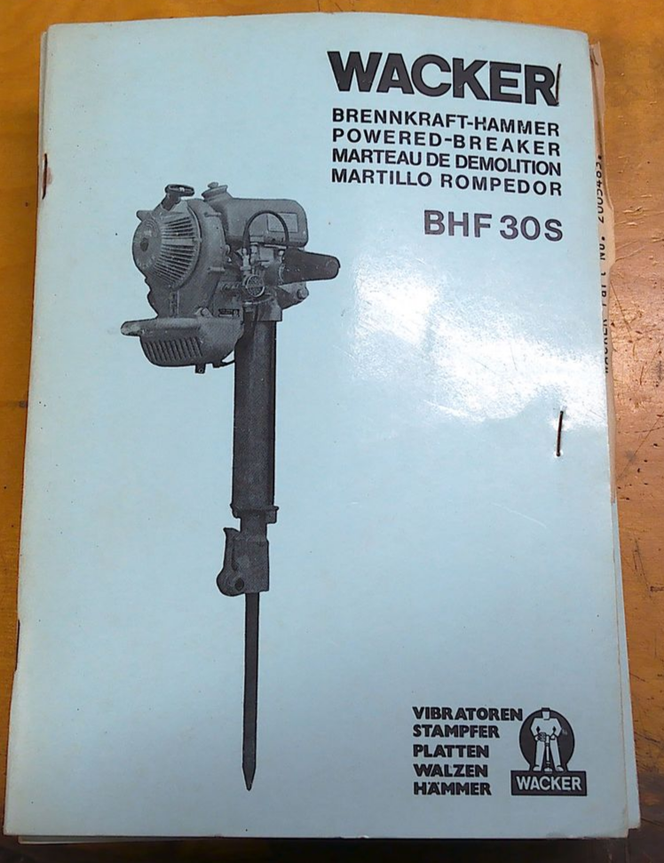 WACKER BHF 30S MANUAL - $25.99