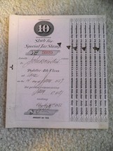 Original 1876 United States IRS Peddler Fourth Class Tax Certificate Stub - £26.11 GBP