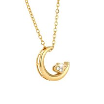 Double Moon Love Heart Necklace For Women Stainless Steel Choker Gold Si... - £18.68 GBP