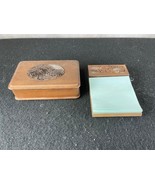 Wood Desk Accessories (Lot of 2) Laser Etched Tree Design for Tape and P... - £6.96 GBP