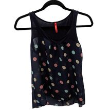Womens Blue Sheer Polka Dot Racerback Tank Top Blouse Shirt Small S - $24.99