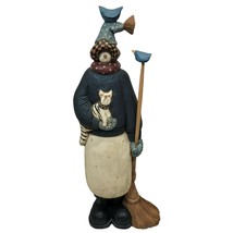 Williraye Studio Snowman With Cat Broom Folk Art Figurine Primitive WW 2207 Vtg - £55.94 GBP