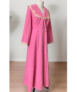 Vintage Vanity Fair Long Velour Robe Large Lace Trim Collar Sz 16 Barbie... - $34.88