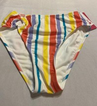 A31 Juniors Small Side Ring High Waist Bikini Bottom Xhilaration Multi Stripe - £7.78 GBP