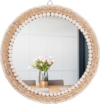 Takor 17 Inch Boho Wall Mounted Mirror, Circle Decorative Hanging, And Bedroom. - £36.70 GBP