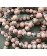 6mm Pink Howlite Round Beads, 1 15in Strand, peach, stone - £3.16 GBP