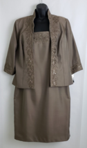 Alex Evenings Women&#39;s Dress Suit 2pc Toffee Beaded Embroidered Size 14 NWT - £134.49 GBP