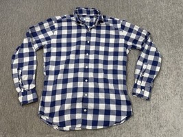 Peter Millar Shirt Mens Medium Blue White Plaid Button Down Long Sleeve ... - $19.79