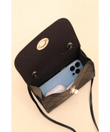 Black PU Leather Diamond Pattern Messenger Bag - $6.64 CAD