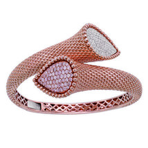 2.09ct Natural Fancy Pink &amp; White Diamonds Bangle Bracele 18K Solid Gold 57G - £14,728.35 GBP