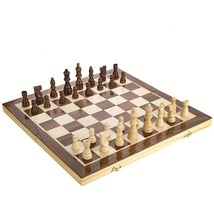 Wooden chess set 2 extra queens folding board handmade portable travel chess board game thumb200