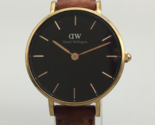 Daniel Wellington Sheffield Watch Women Gold Tone Black Dial Leather New... - $35.63