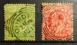 1902-1911 GREAT BRITAIN Stamp #127 Gray Green 1/2p &amp; #128c. Aniline Rose 1p - £113.64 GBP