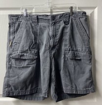 Authentic Wrangler Distressed Cargo Shorts Mens Size 40 Gray Faded Holes - £9.99 GBP