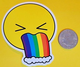 Smile Face With Closed Eyes and Rainbow Coming Out of Mouth Sticker Decal Cool - £1.77 GBP