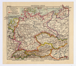 Ca 1935 Vintage Map Of Germany Third Reich Prussia Poland Czechoslovakia - £17.11 GBP