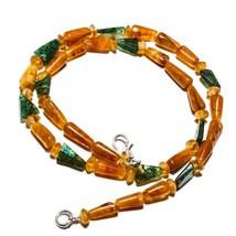 Moss Agate Natural Gemstone Beads Jewelry Necklace 17&quot; 83 Ct. KB-14 - £8.66 GBP
