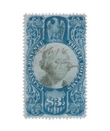 R125 $3 Second Issue, Blue &amp; Black, George Washington, USA Revenue Stamp... - $56.99