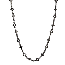 LO3454 - TIN Cobalt Black Brass Necklace with No Stone - $468.17 MXN
