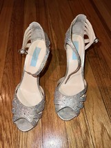 Blue By Betsy Johnson Crystal Gold Ankle Strap Wedding Shoes Size 8 $149 - $34.99