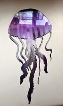 Jellyfish Small Metal Wall Art Accent Purple Tinged 11&quot; x 5 1/2&quot; - £22.01 GBP