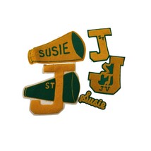 Vintage Cheerleading Letters &amp; Patches Set Green &amp; Yellow &quot;J&quot; &quot;ST&quot; &quot;JV&quot; ... - £17.30 GBP