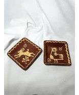 wisconsin pottery 4” Dish Wall Plates Redware Chicken Hen Rabbit Slipwar... - €33,86 EUR