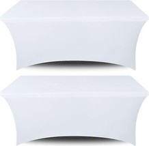  6 feet Rectangle Tablecloth Stretchable Table Cloth Cover White 2 Pack - £34.59 GBP