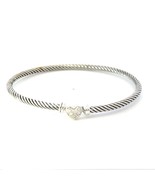 David Yurman Diamond Cuff Bracelet Size M 7.5&quot; 3 mm Sterling Silver Esta... - $386.10