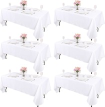 6 Packs White Table Cloths Rectangle 60 x102 inch High Density Washable Polyeste - £63.97 GBP