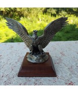 Hudson Pewter Bald Eagle Figurine on Wood Base 1982 - £51.54 GBP