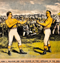 1950 Jake Kilrain John Sullivan Boxing Police Gazette Litho Print Sports... - $34.99