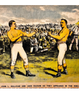 1950 Jake Kilrain John Sullivan Boxing Police Gazette Litho Print Sports... - €30,10 EUR