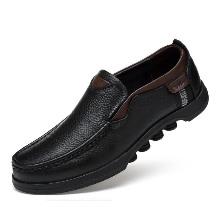 Genuine Leather Men Shoes Autumn Walking Men Flats Loafers Slip on Breathable Ca - £72.73 GBP