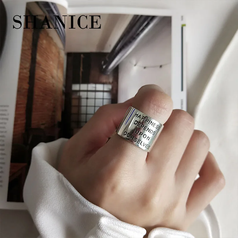 Shanice INS 925  Silver Open Finger Ring Please Self Retro Wide Face Thai Silver - $38.42