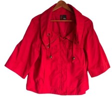 New Directions Jacket Red 3/4 Sleeve Zip Women’s Size L  Cropped Windbre... - $18.49