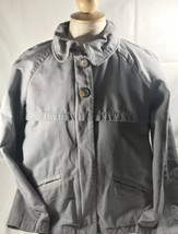 Ladies Old Navy Grey Gray Coat Jack Brown Button Size L Large Comfort - $21.00
