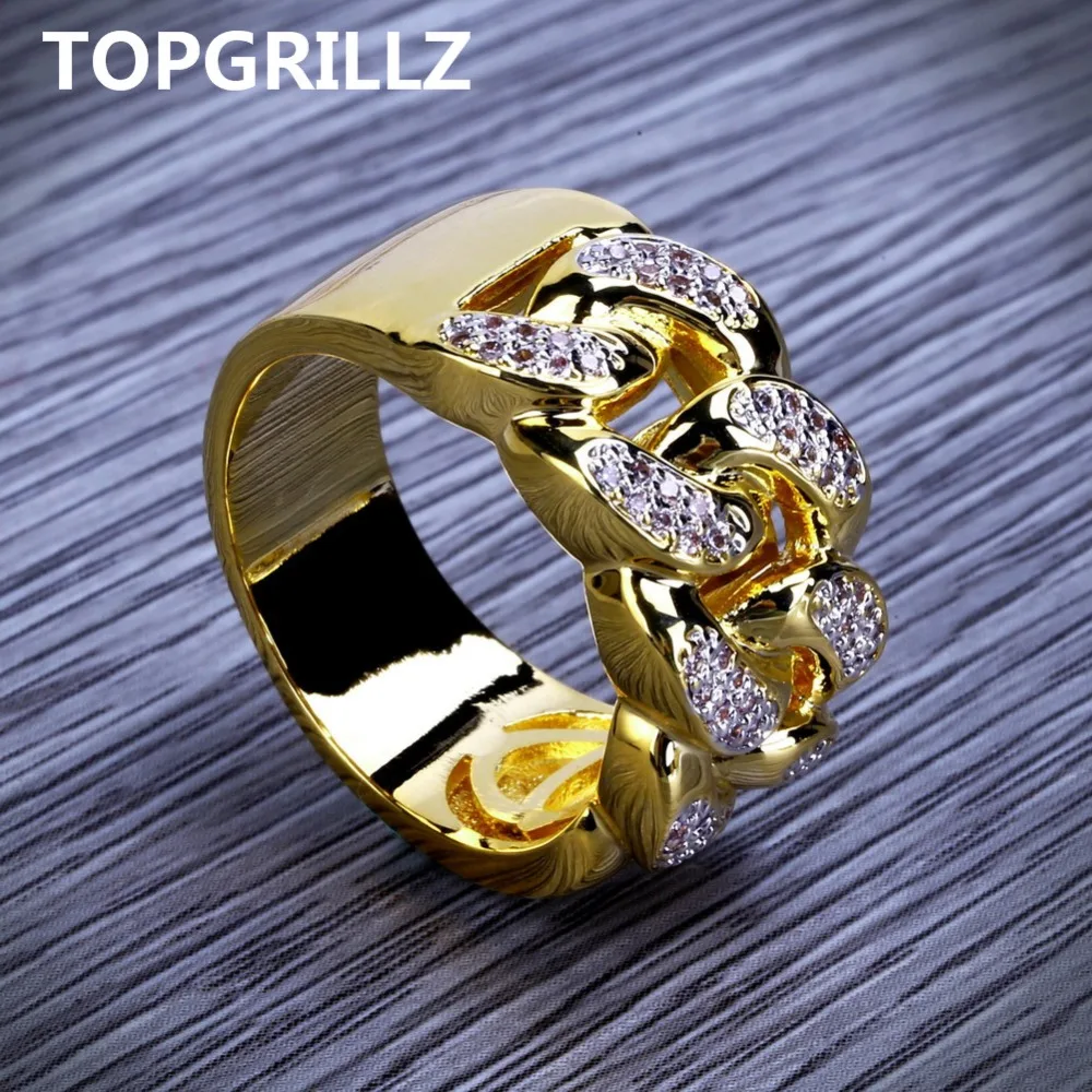 Hip Hop Ring Rock Bling Jewelry All Iced out Micro Pave Cubic Zirconia Cuban Cha - £19.73 GBP