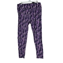 LuLaRoe Women&#39;s Tall &amp; Curvy Print Leggings Size 12-18 Purple - £11.17 GBP
