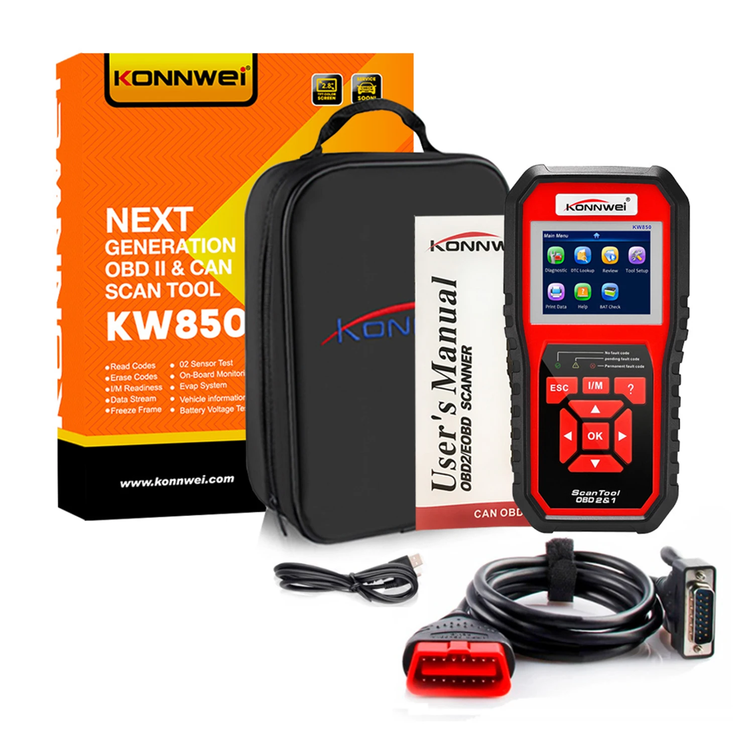 KONNWEI KW850 Professional OBD2 Scanner Auto Code Reader Diagnostic Check Engine - £100.74 GBP