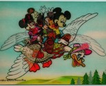 Mickey &amp; Minnie Mouse Riding Mother Goose 1970s Lenticular Postcard UNP G8 - £9.92 GBP