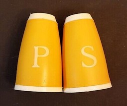 G.P.L Salt &amp; Pepper Shakers VTG Maize Yellow General Plastics Limited 59... - £12.45 GBP