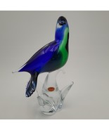 Vintage Formia Vetri di Murano Glass Blue Green Dove Bird w/Original Sti... - $270.79 CAD