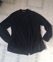 Maurices Size 0 Plus Size Black Open Front Cardigan Long Sleeve Lacy Back - £19.25 GBP