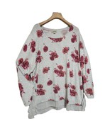 Lucky Brand Women’s 3X Sweater Floral PLUS Gray&amp;Pink Multi Cotton - $25.99